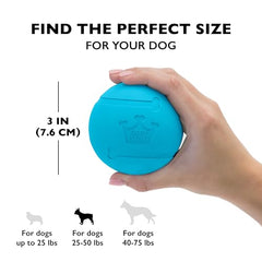 Intérieur pouvant contenir une friandise, balle Chew King Fetch favorisant le jeu interactif.