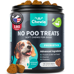 Emballage CHEWIA: friandises anti-coprophagie faciles à ranger.