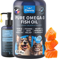 CHEWIA huile poisson saumon sauvage — flacon et pelage plus brillant