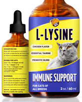 Chewy Max Lysine: flacon chat 2 onces saveur poulet, soutien immunitaire possible.