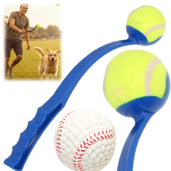 Lanceur-balle-chien bleu avec balles: lancer loin et plaisir pour le chien.