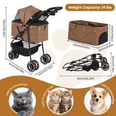 Poussette Chihuahua pliable et compacte pour voyages et sorties.