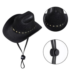 Choyaxo accessoire animal cowboy noir petit, parfait pour fêtes et séances photo.