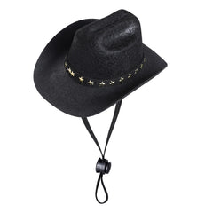 Choyaxo chapeau cowboy noir petit pour animal, idéal pour photos festives.