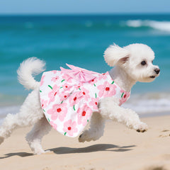 Motif fleurs rose sur la robe Choyaxo pour chien.