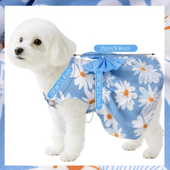 Robe bleu choyaxo pour chien, motif floral et tissu respirant.