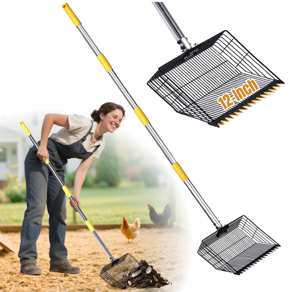 CHSCIENCE ramasse-caca poulailler avec anse ajustable, nettoyage rapide et ergonomique.