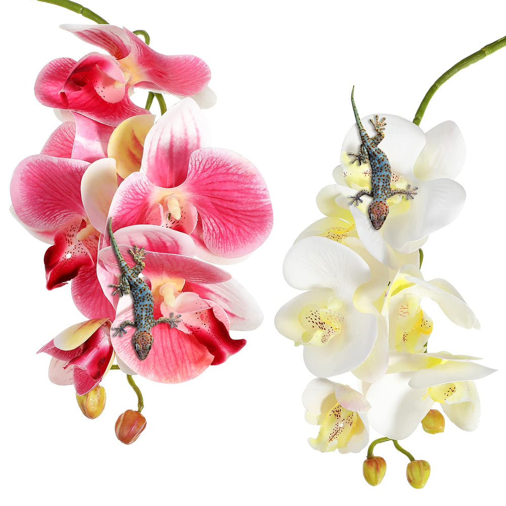 Chuangdi Phalaenopsis artificielle rose foncé avec ventouse, terrarium coloré et sûr.