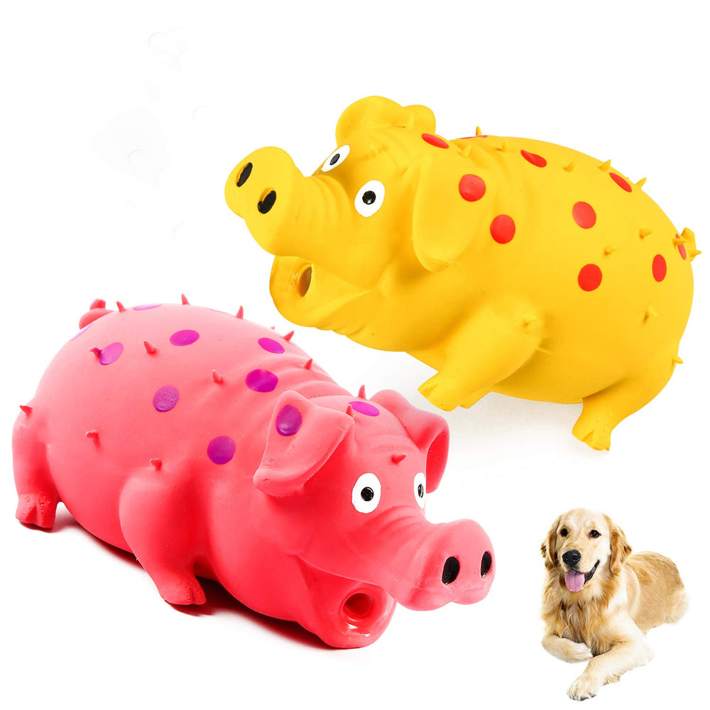 ChubbyPiggies: lot de deux jouets cochon en latex, stimule le jeu interactif.