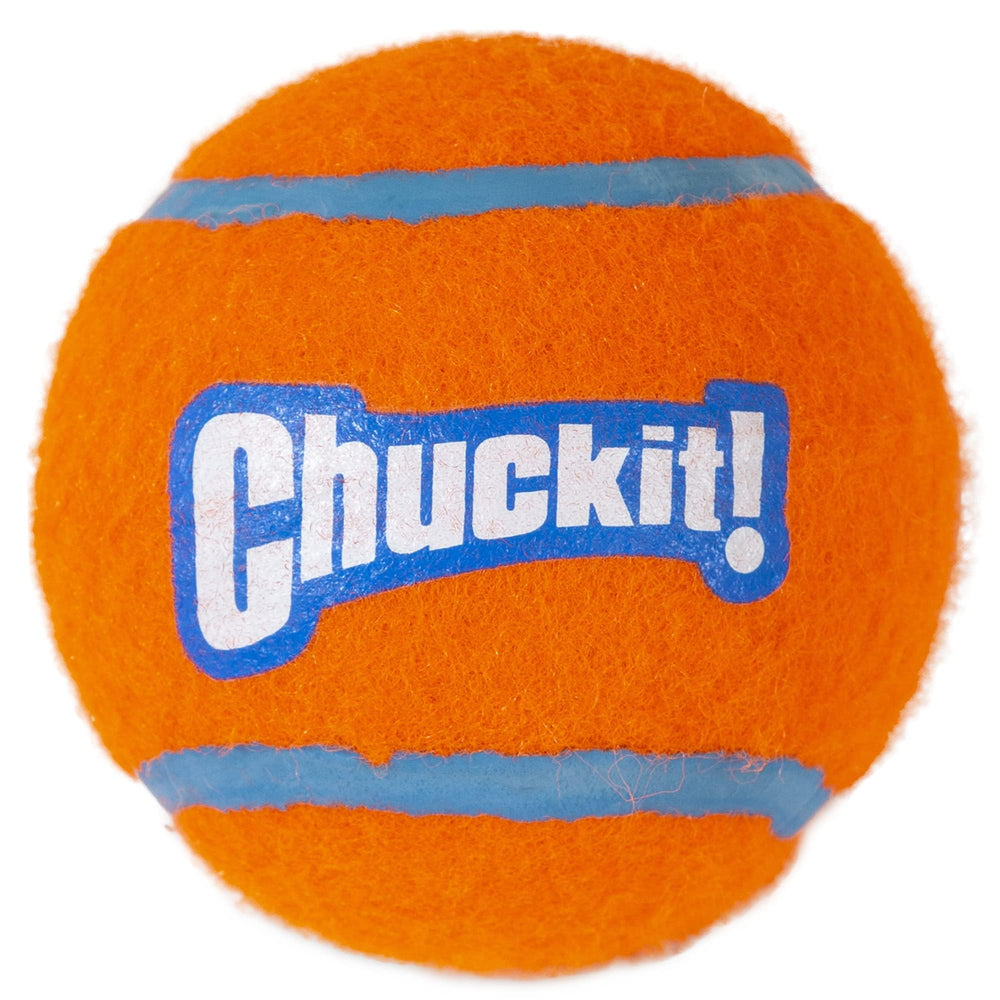 Balle Chuckit! Tennis pour chien avec noyau caoutchouc naturel épais, douceur en bouche.