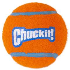 Balle Chuckit! Tennis pour chien avec noyau caoutchouc naturel épais, douceur en bouche.