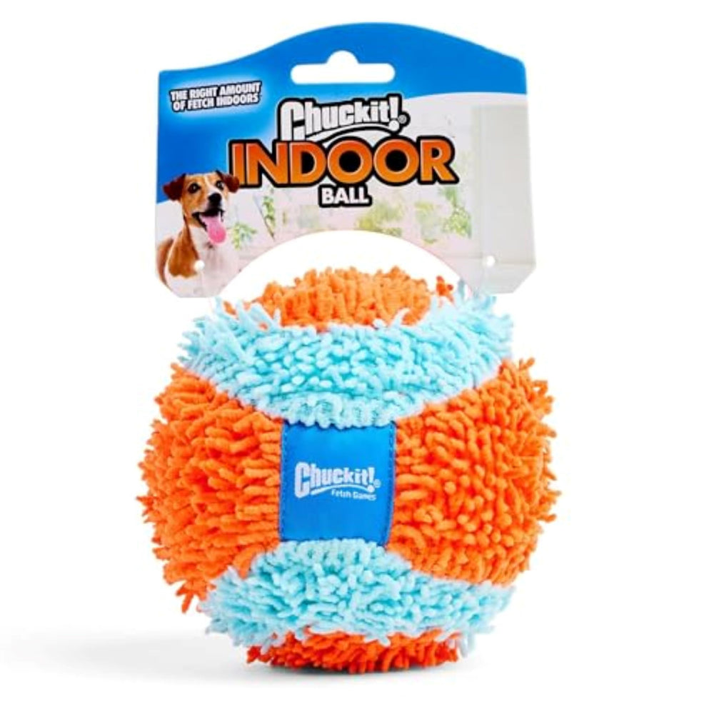 Chuckit ballon de jeu intérieur orange et bleu, idéal pour le jeu intérieur sans dégâts.
