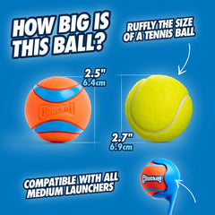 Chuckit Ultra Ball diamètre 2,5 pouces, taille adaptée pour chiens 20-60 lb.