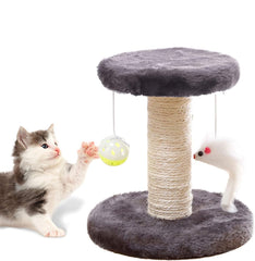Cisila poteau griffage sisal avec perchoir rond, idéal pour l'exercice quotidien des petits chats.