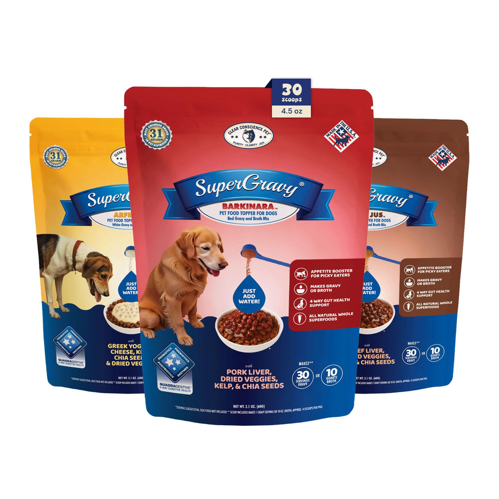 CLEAR CONSCIENCE PET-trio-original-ensemble-gravy: variété savoureuse pour stimuler l'appétit.