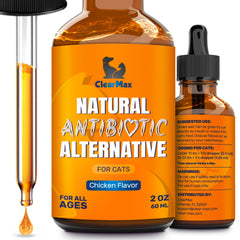 Clear Max Antibiotique pour chats au goût poulet, soutien quotidien bien-être.