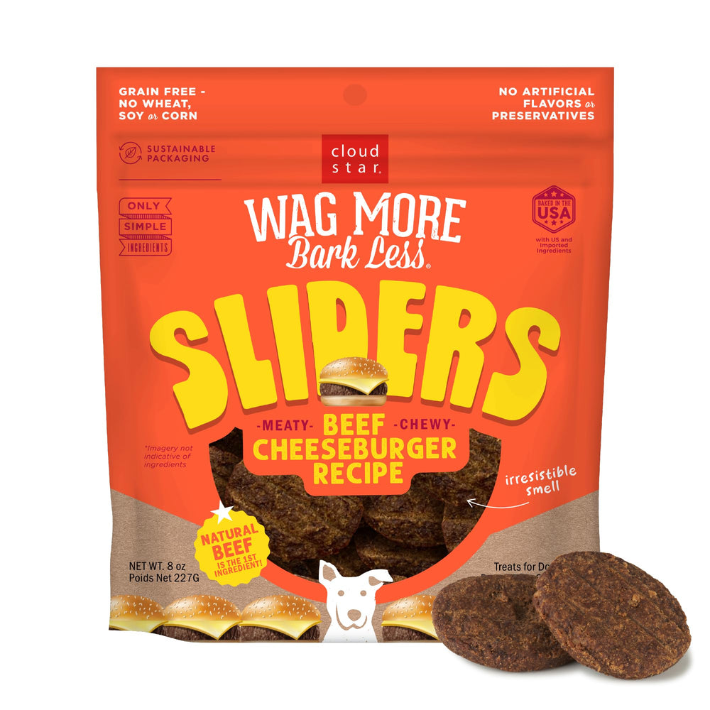 Cloud Star Mini-burgers Boeuf-Cheeseburger emballage pratique et recyclable pour chien.