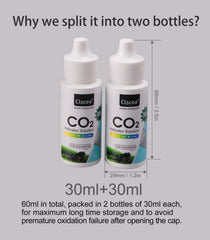 Clscea Pack: deux flacons 30 ml pour CO2 en aquarium.