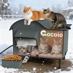 Cocoio abri chat exterieur chauffee et impermeable protege chats de la pluie et du froid.