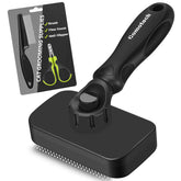 Kit de toilettage Comotech pour chat avec brosse facilitant le démêlage.
