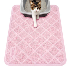 Conlun Tapis Litière Chat: grille PVC rose capture les débris et protège le sol.