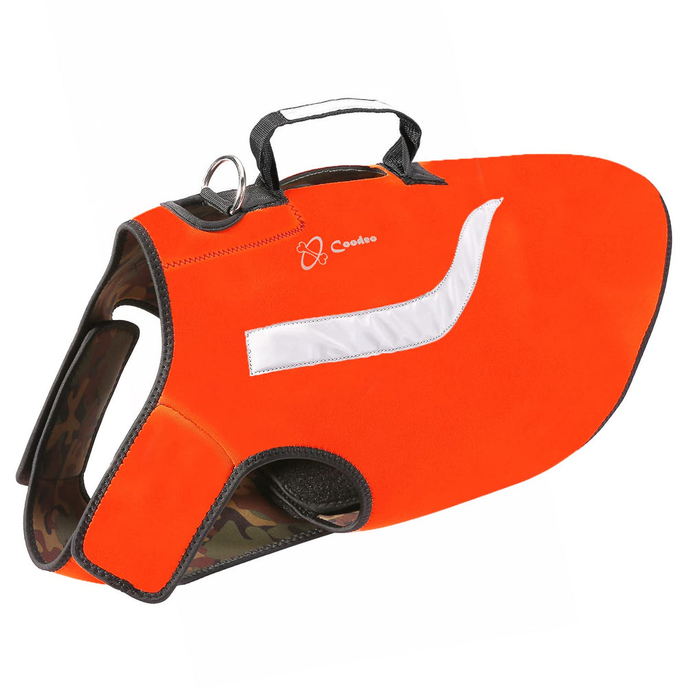 Coodeo Veste chien orange, face montrant la couleur vive pour visibilité renforcée.