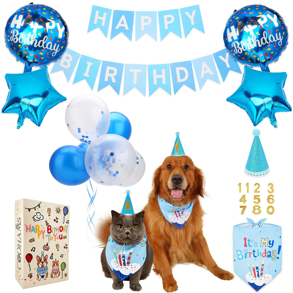 COOHAMS Bandana d'anniversaire pour chien et chat, idéal pour photos festives.