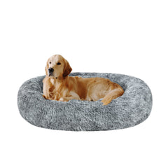 Lit donut Coohom apaisant ovale gris, confort immédiat pour chien.
