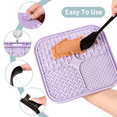 Coomazy tapis de léchage montrant les trois zones de textures pour varier les garnitures