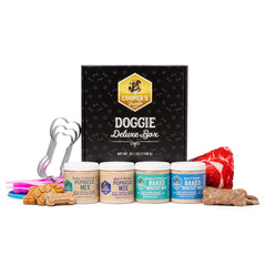 Aperçu du coffret Cooper's Treats Box Deluxe pour chien, prêt à préparer des friandises maison.