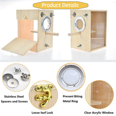 CooShou boîte-nid perroquet intérieur, compartiment œufs protégé