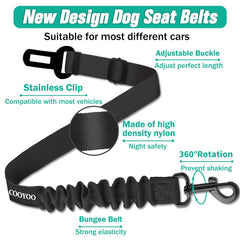 COOYOO amortisseur élastique pour ceinture chien auto, mouvement fluide.
