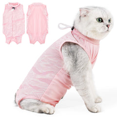 Coppthinktu vêtement recovery chat: dos motif bloc-couleurs, confort post-chirurgie.