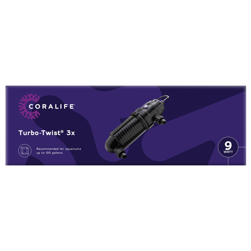 Coralife Turbo-Twist Sterilisateur UV monté sur aquarium marin, amélioration de la clarté de l'eau.