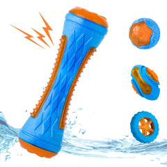 Jouet CoubonTail siffant en haltère, stimulation ludique pour chien.