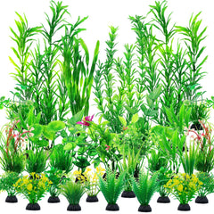 CousDUoBe 30 plantes d'aquarium vertes pour décor varié et réaliste.