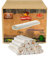 Cowdog Chews rouleau cuir brut 5-6 pouces, friandise naturelle pour chiens actifs.
