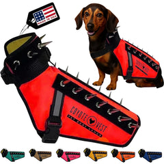 Harnais CoyoteVest rouge pour chien avec meilleure visibilité lors des promenades.