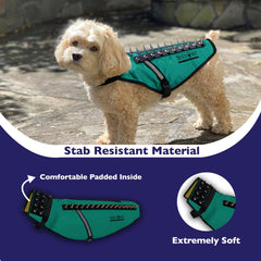 CoyoteVest spikes amovibles dos, défense ajustable pour situations d'attaque.