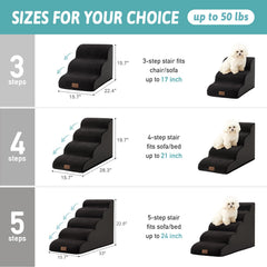COZY KISS escalier chien mousse dense 30D, soutien stable pour petites races.