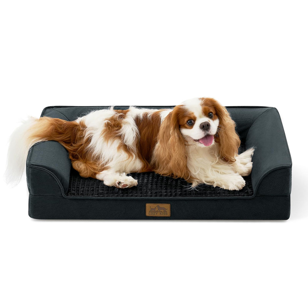 Lit COZY KISS orthopédique pour chien moyen, mousse nid-dabeille offrant un soutien articulaire.