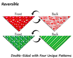 Design réversible CozyHaus bandana chien avec deux motifs assortis.