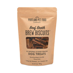 CRAFTED BY HUMANS LOVED BY DOGS, biscuits bouillon-boeuf: emballage facile et goût appétissant.