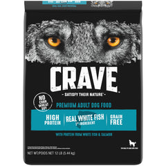 CRAVE sac ch ie n poisson blanc saumon 12 livres – alimentation complète pour chiens adultes