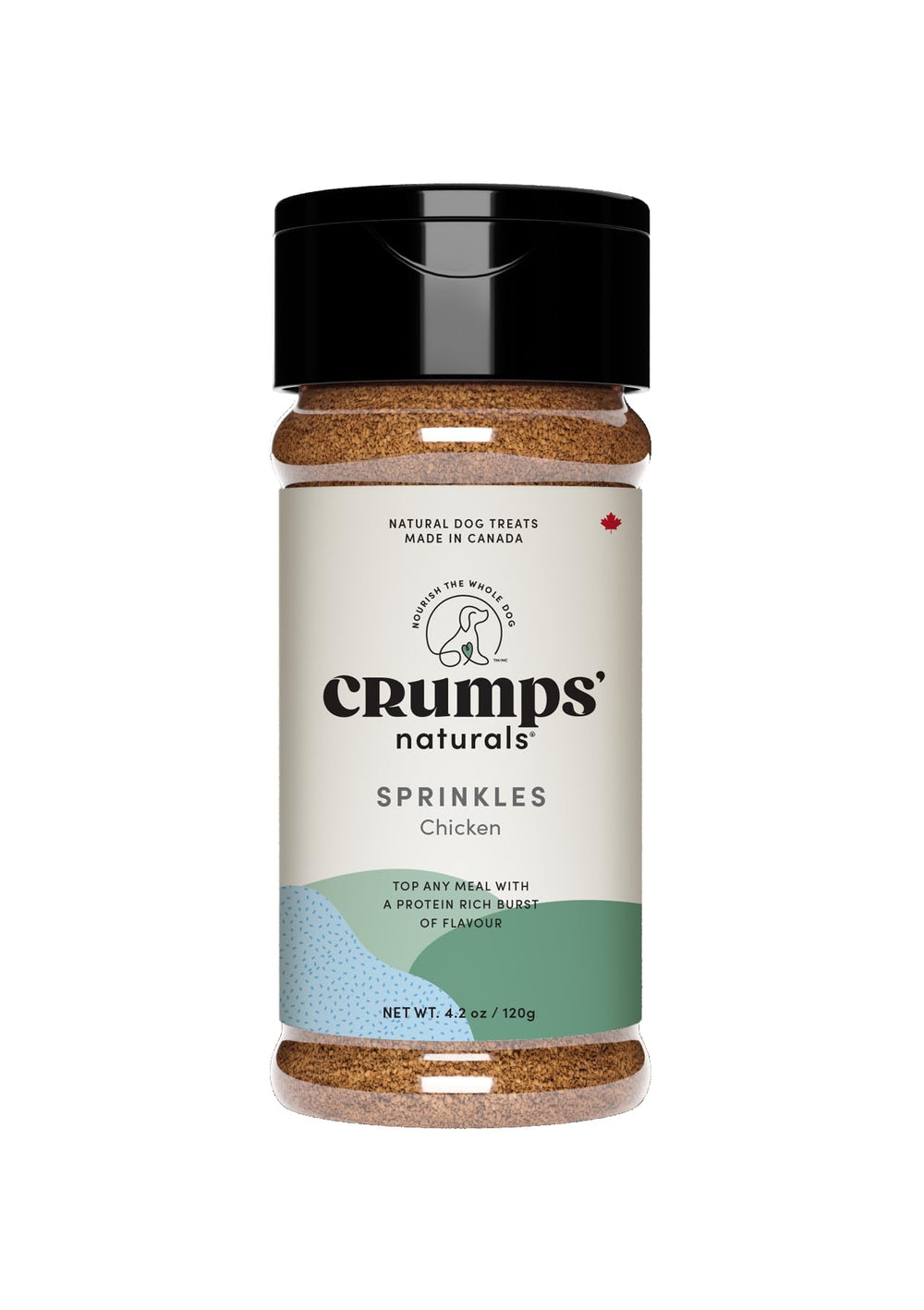Crumps Naturals Paillettes de Poulet dans bol-repas, rehausse le repas quotidien du chien.
