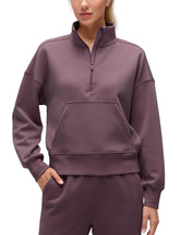 CRZ YOGA SoftAura pull prune clair – vue frontale, chaleur légère et confort