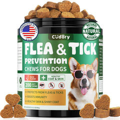 Cudory friandises puces et tiques, emballage pratique pour chiens actifs.