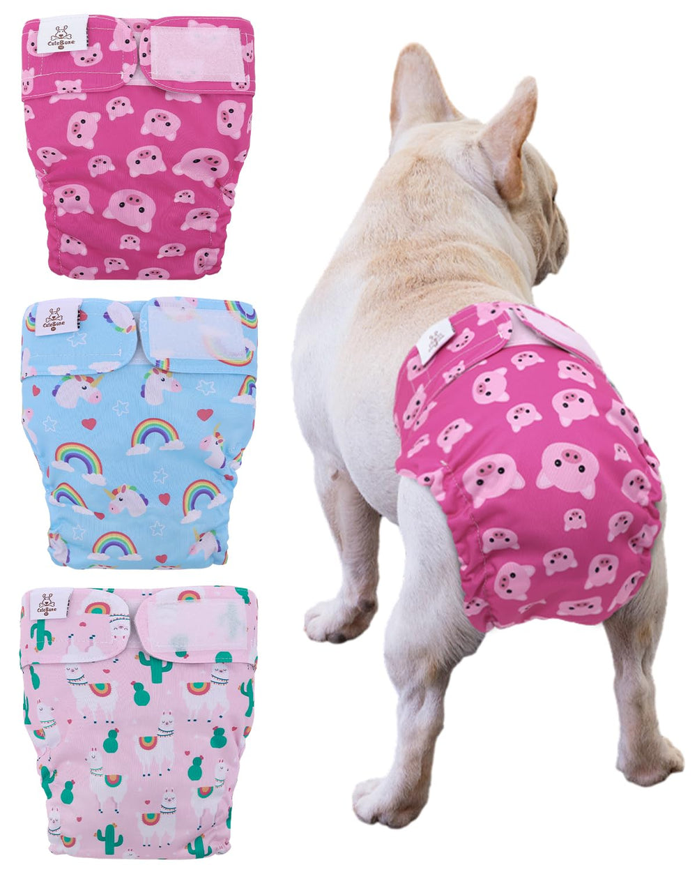CuteBone couches pour chienne sans queue – vue avant, prévenir les fuites.