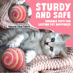 Jouet interactif Cuties PetBox, balle sisal multicolore pour chats d’intérieur.