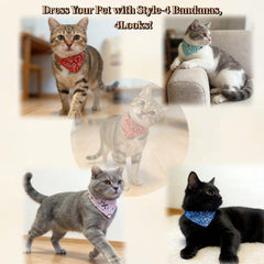 CWYZA bandana-chat-chien motif-02, réglable avec boucle sécurisée pour chats et petits chiens.
